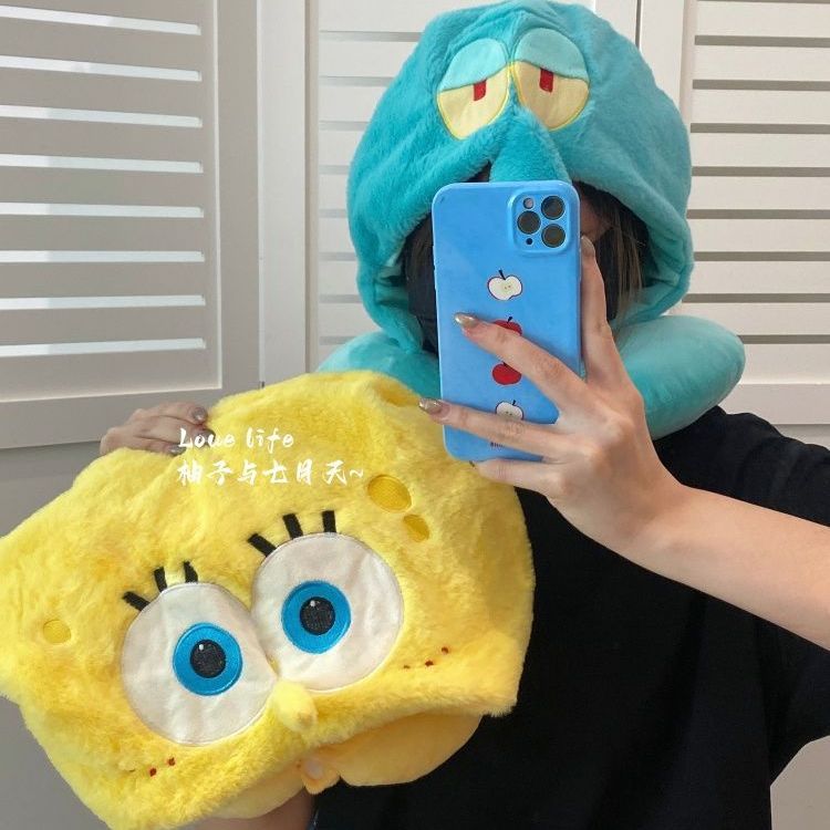 Travel Accessories Girly - Kawaii Anime SpongeBob Hooded U-shaped Neck